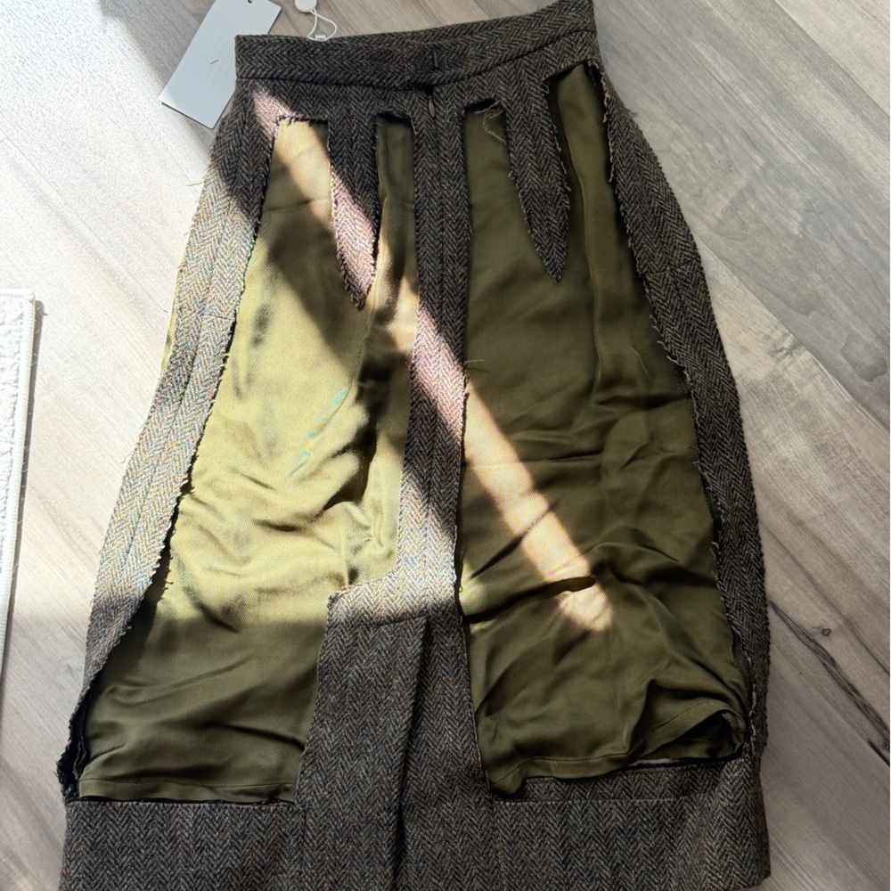 Maison Martin Margiela Olive and Brown Skirt